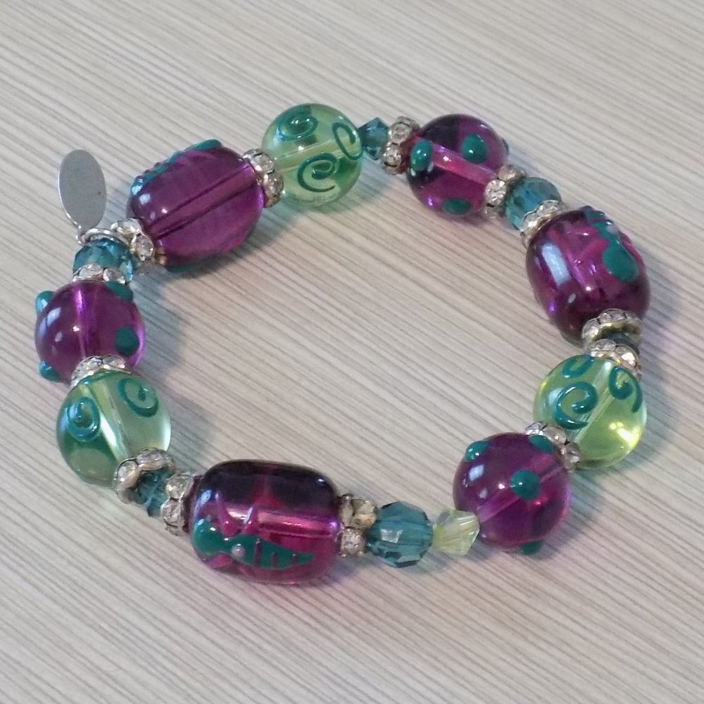 Bug Charm Beaded Stretchy Bracelet